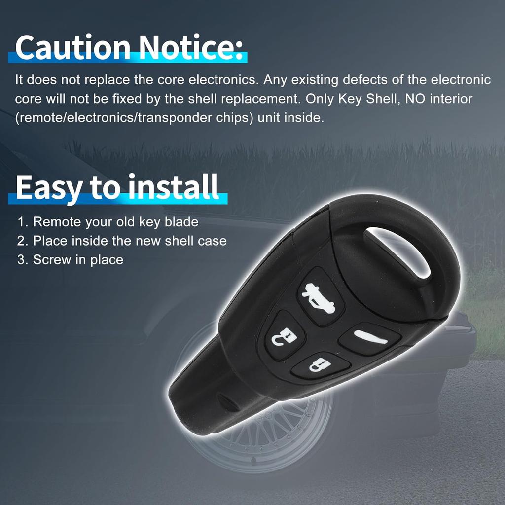Schlüsselschale für SAAB 93 2007-2012 Kombi und Limousine Keyless Entry Fernbedienung Ersatzschale 4 Tasten