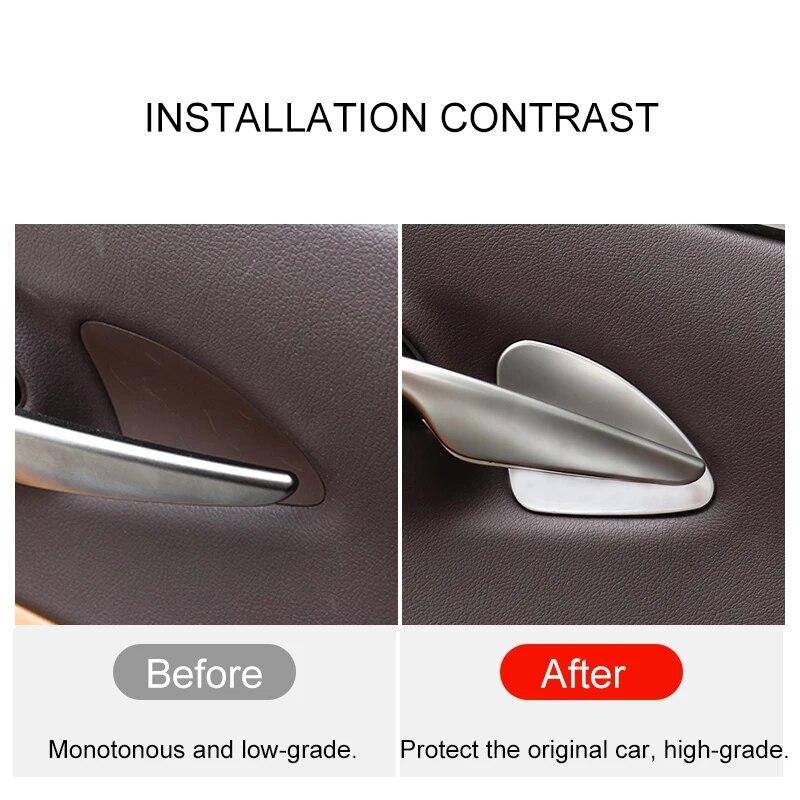 TAJAIN Car Inner Door Bowl Handle Sequins Sticker Covers For Lexus ES200260300H 18-22 4Pcs Stainless Steel Moulding Accessories