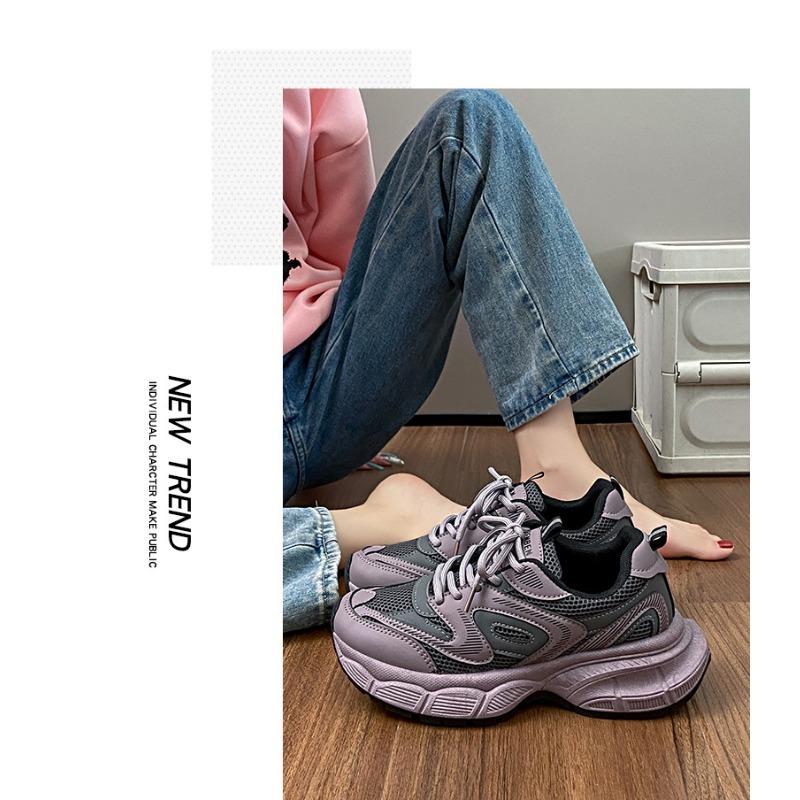 Thick Sole Women's Lace-up Casual Shoes, Temperament Comfortable Breathable Shoes