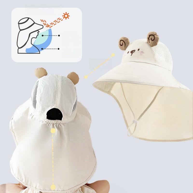 Childrens Sun Protection Hat With Wide Brim And Uv Shield For Summer Outdoor Play
