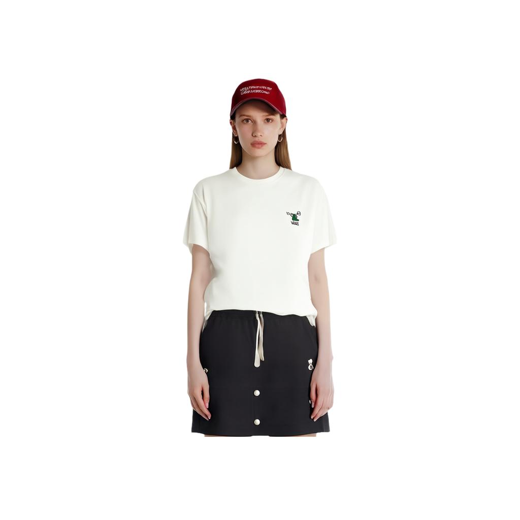 Vans X Hirono Collaboration Brand Logo Comfortable Round Neck Short Sleeve T-Shirt Women T-Shirt Off-White VN000K9WFS8
