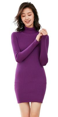 Hanmall Mini Knit Tight Long Free Perfect for and Perfect for Everyday and LON158 Women's Dress, Turtleneck, Above-the-Knee, Sleeves, Size, Spring,