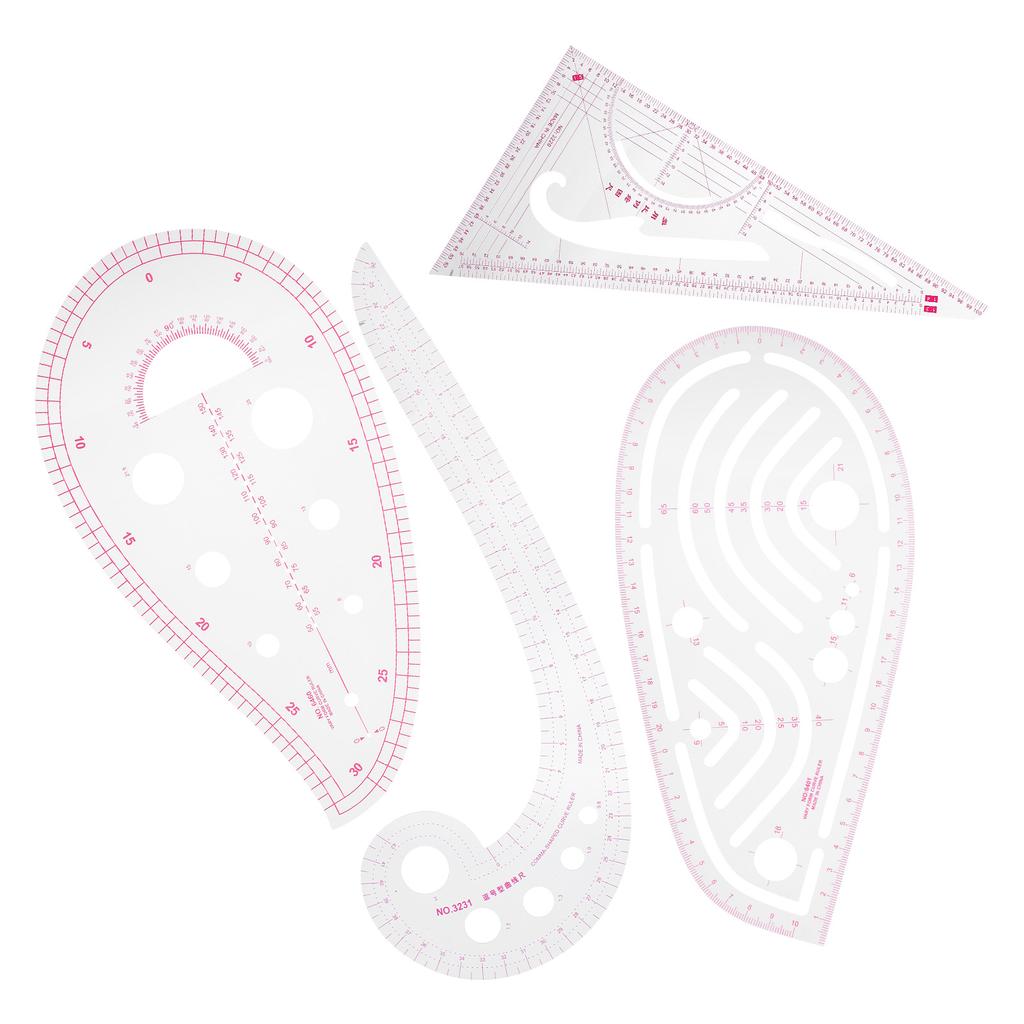 4Pcs Curve Ruler MultiFunction Vary Form Sewing Grading Proofing Plastic Clothing Design Tool
