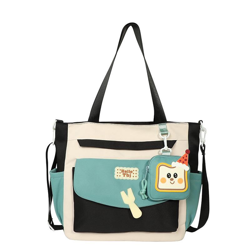

Women s Shoulder Bag Campus Large Capacity Tote Bag Color Block Student Crossbody Bag чорний