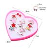 12pcs Children Rings Heart Shaped Box Cartoon Jewelry Adjustable Opening Girls Birthday Gifts Beauty Toys Pretend Play TMZ