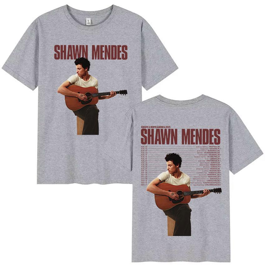 Zpěvák Shawn Mendes Turné 2025 Grafické tričko k albu Pánská móda Vysoce kvalitní bavlněná trička Hip Hop Gotické Tričko s krátkým rukávem