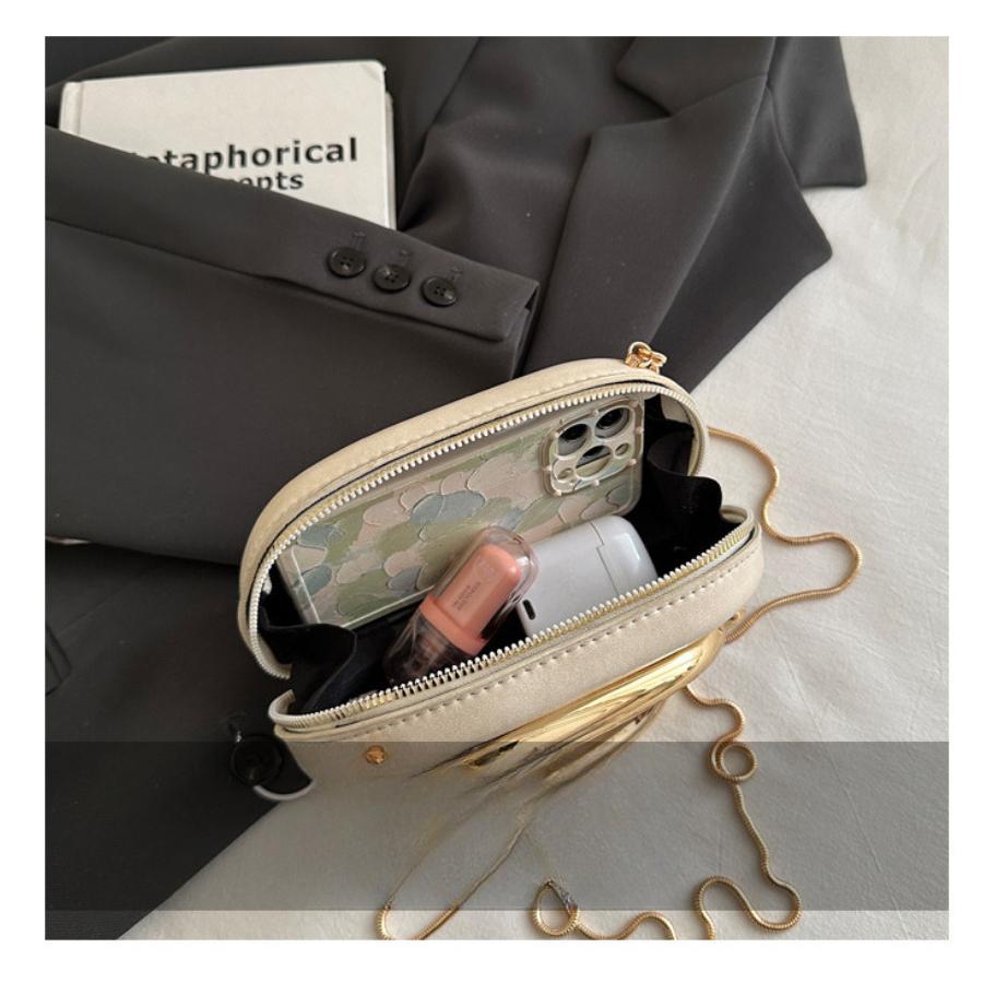 Elegant Oval Faux Leather Evening Clutch Bag for Women, Detachable Chain Strap Shoulder Crossbody Purse, Chic Party Handbag