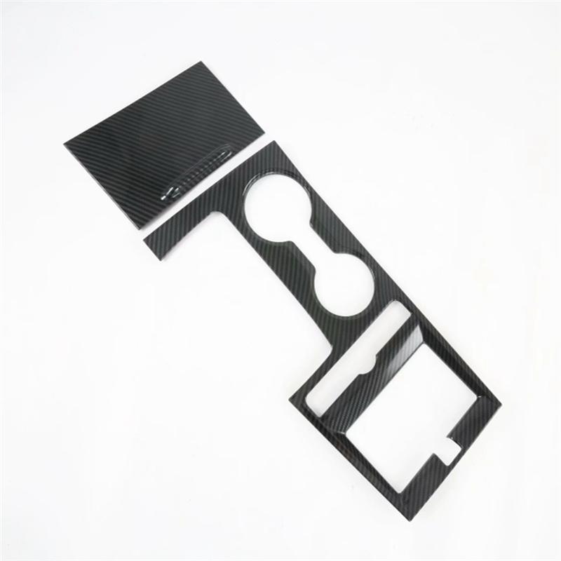 A87Q-2Pcs Car Carbon Fiber Center Console Gear Shift Panel Water Cup Holder Cover Trim Stickers for KIA K5