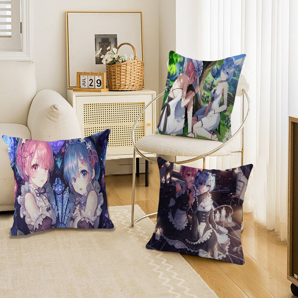 Anime Re Zero Rem Gaming Cushion Cover Pillowcase Upholstery Sofa Throw Pillow Home Decor Pillowcas