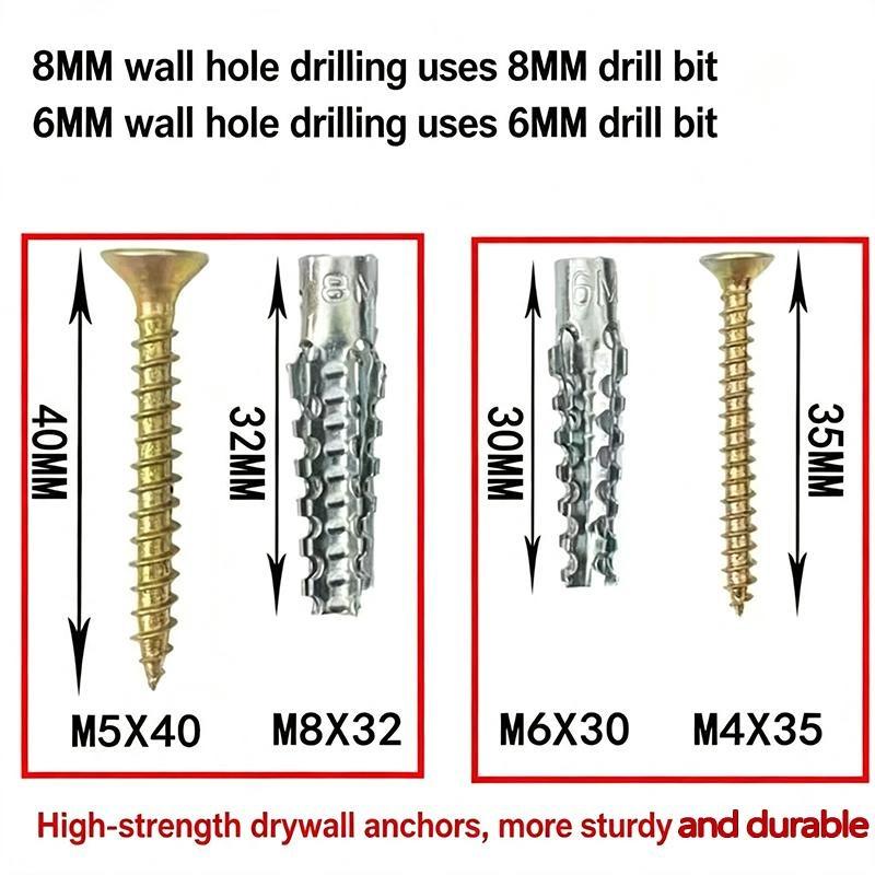 Carbon Steel Serrated Expansion Screws, Concrete Wall Anchors Plug Bolt, Heavy Duty Hardware Fasteners for Home Building Wall Renovation Installation