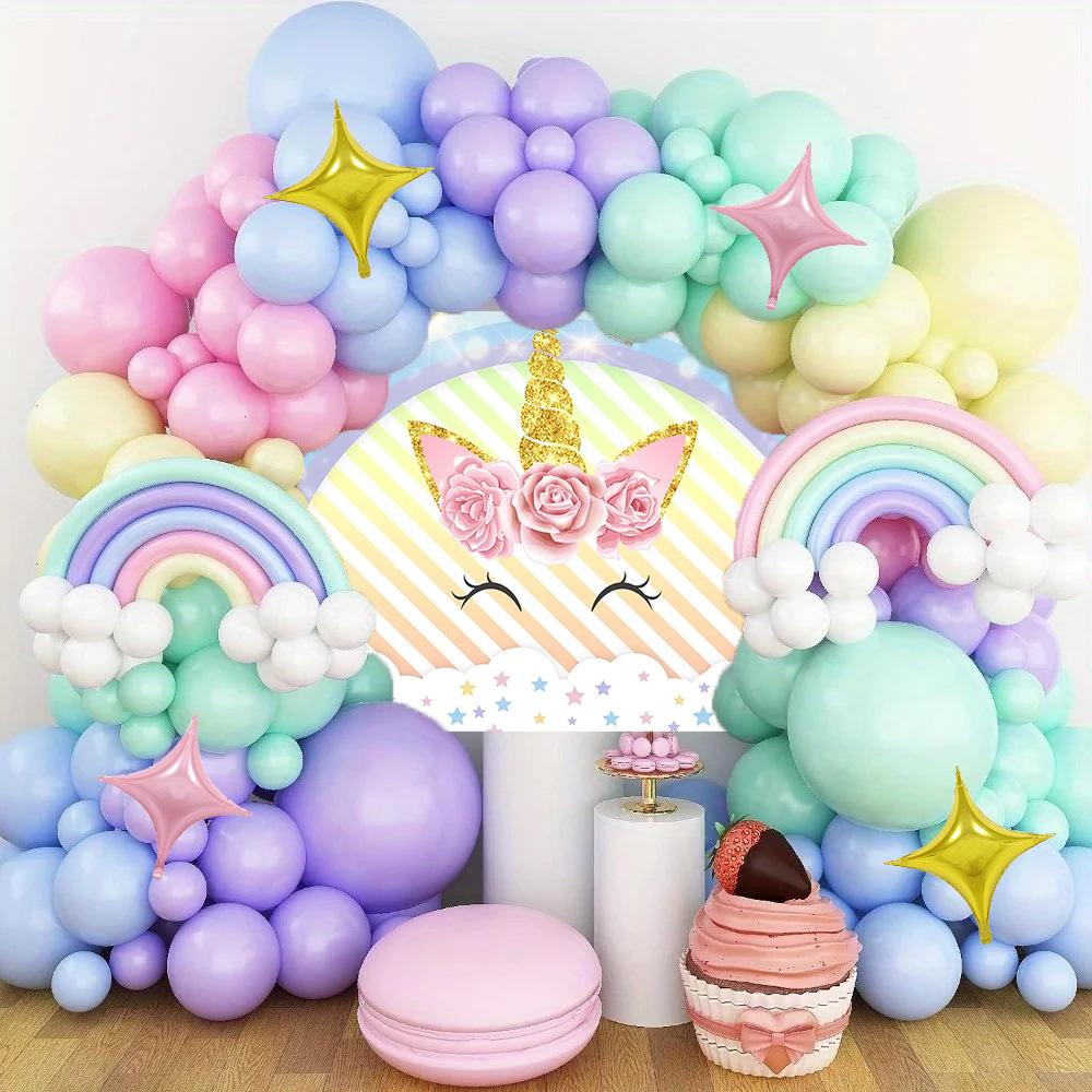 Ballonkettenset Einhorn Hintergrundtuch Szenenarrangement Kindergeburtstagsfeier Ballondekoration Ballon