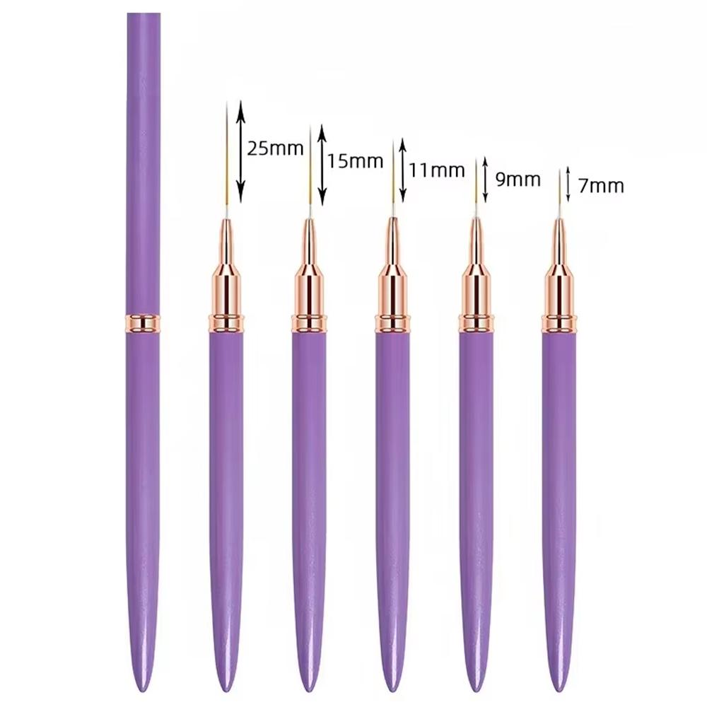 5Pcs/Set Nail Art Pen Set Brushes Manicure Tool Elongated Lines Striping Drawing UV Gel Painting Professional Nail Design Pen