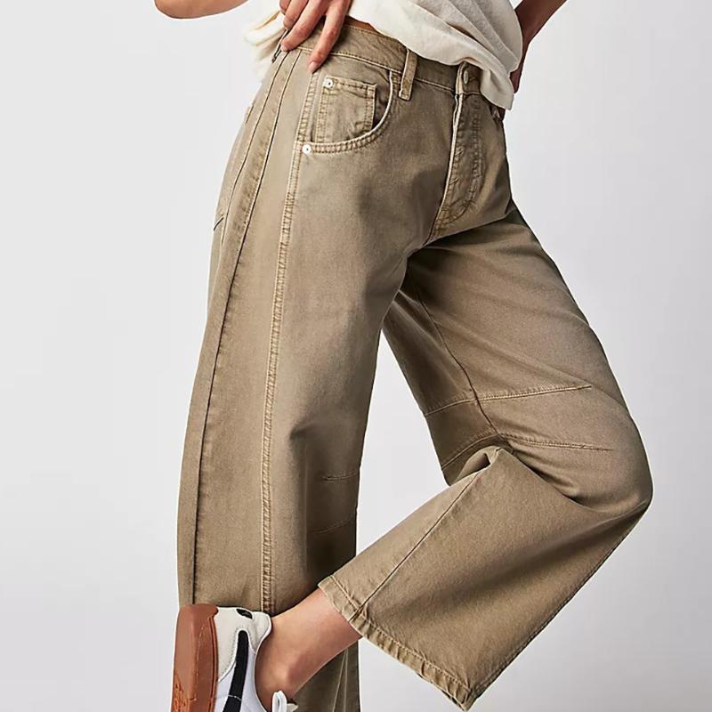 

Wide-Leg Loose-Fit Women s Mid-Low Rise Washed Denim Jeans XXL хакі