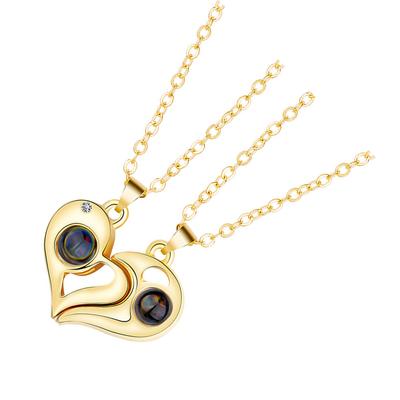 Couple Necklace Alloy Compact Size Rustproof DIY Prop Neck Pendent Sweet Unisex Self-adhesive Dating Prop Matching Necklaces