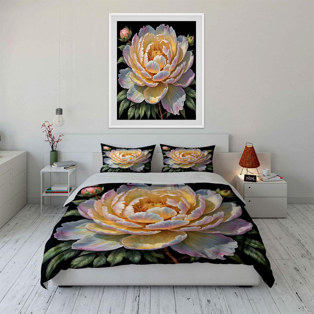 Elegant Blooming Flower Display Printed Duvet Cover Set1 Duvet Cover+2 Pillowcasemulti Size Bedroom Bedding Decor Luxury Gifts