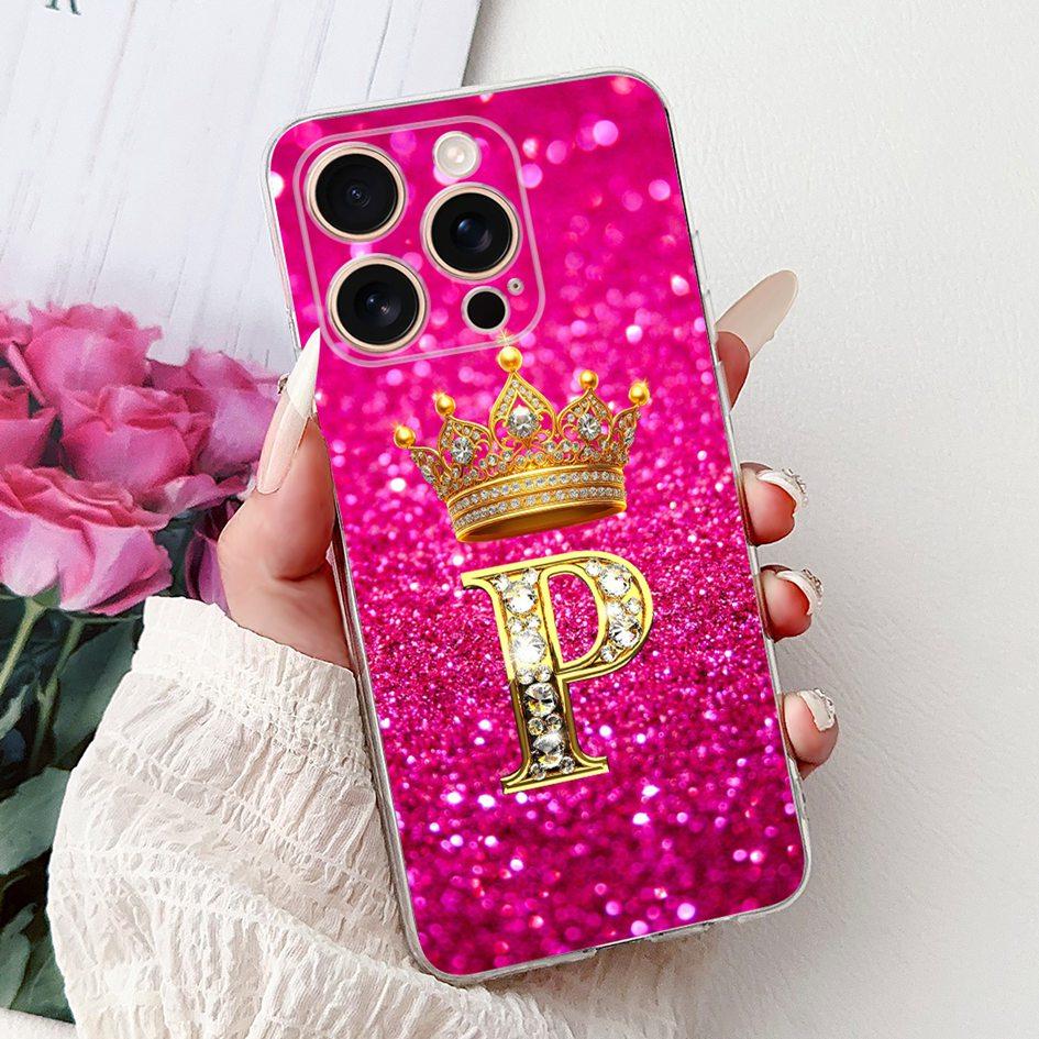 

For iPhone 16 Pro Case A3083 Cover Lovely Crown Letters Soft Silicone Clear Shockproof Bumper For iPhone 16 Pro Max A3084 Fundas iPhone 16 Pro