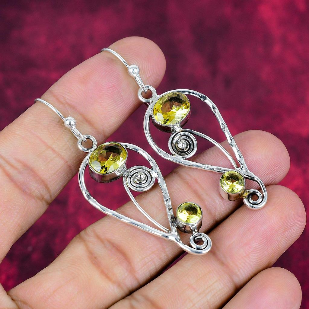 Citrine Earrings, 925 Solid Sterling Silver Gemstone Jewelry, Handmade Earrings, For Thanksgiving
