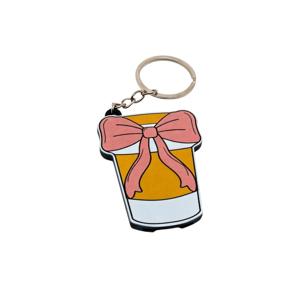 Creative Bow Shaped Keychain Bottle Opener Durable Metal Key Ring Practical Portable Design for Everyday Use and Easy Carrying