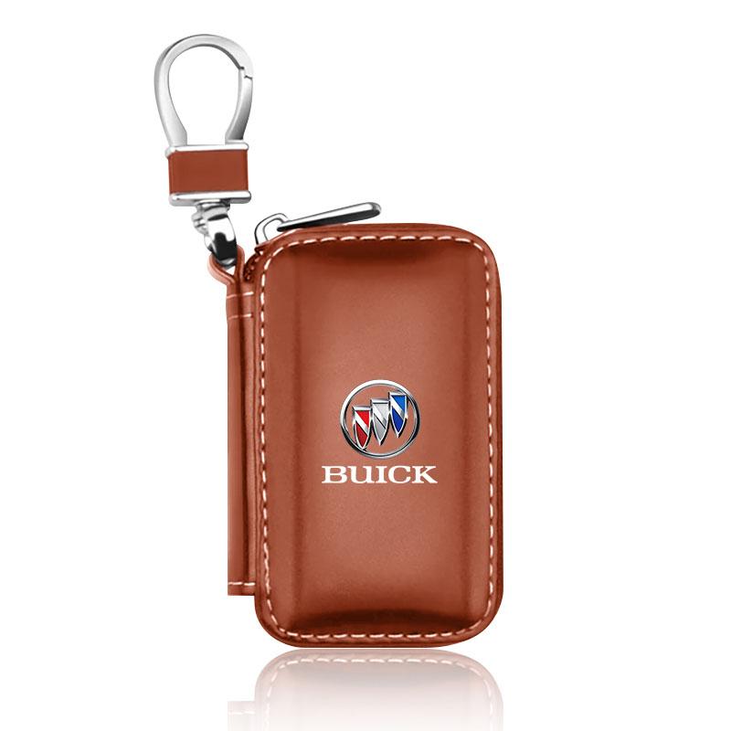 

1Pcs Leather Emblem Car Key Case Keychain Zipper Key Case Bag For Buick Enclave Regal Lacrosse Encore Excelle Envision Car Accessories коричневий