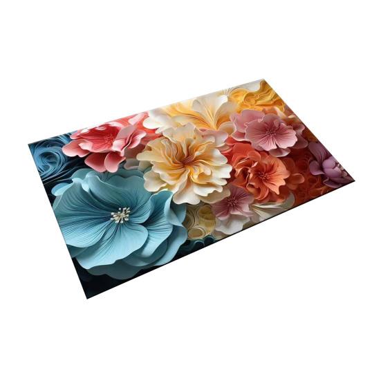 3D Visual Flower Diatom Mud Floor Rug Realistic Floral Doormat Anti-Slip Absorbent Mat for Bedroom Kitchen Bathroom Sofa Coffee Table