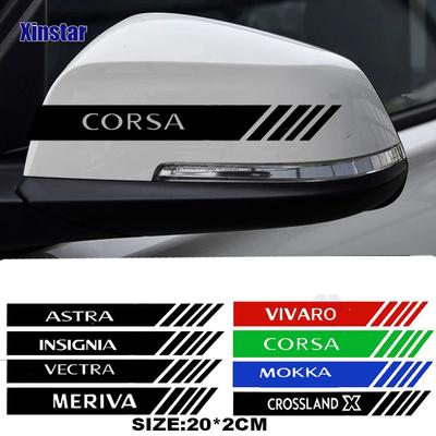 2Pcs Reflective Car Rearview Mirror Sticker For OPC Astra J H G K Insignia Corsa D E Mokka Vectra Meriva Vivaro Crossland X