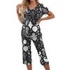 2 Piece Sets For Women Short Sleeve Top And Pants With Pockets Workout Soft Halloween Print Sets