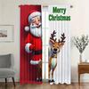 Set Of 2 Jit Cartoonish Santa Reindeer Curtain Design Polyester Christmas Window Decor With Rod Pocket Light Blocking
