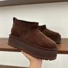 Women Winter Platform Snow Boots Warm Faux Suede Ankle Boots Thick Furry Lining Non‑Slip Short Booties For Cold Weather