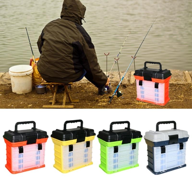 Tackle Tool Organizers Case for Fishing Accessory, Fishing Tackle Storage Box with Handle, 4 Layer Fishing Tackle Box