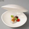 Pure White Threaded Clam Shell Ceramic Dinner Plate Restaurant Dessert Plate Salad Plate Molecular Cuisine Creative Tableware