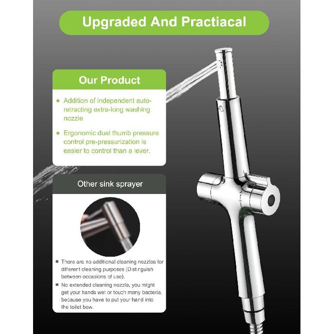Bidet Attachment for Toilet-Handheld Bidet Sprayer for Toilet-Dual Nozzle Bidet Toilet with Adjustable Water Pressure - Feminine & Rear Wash-Easy
