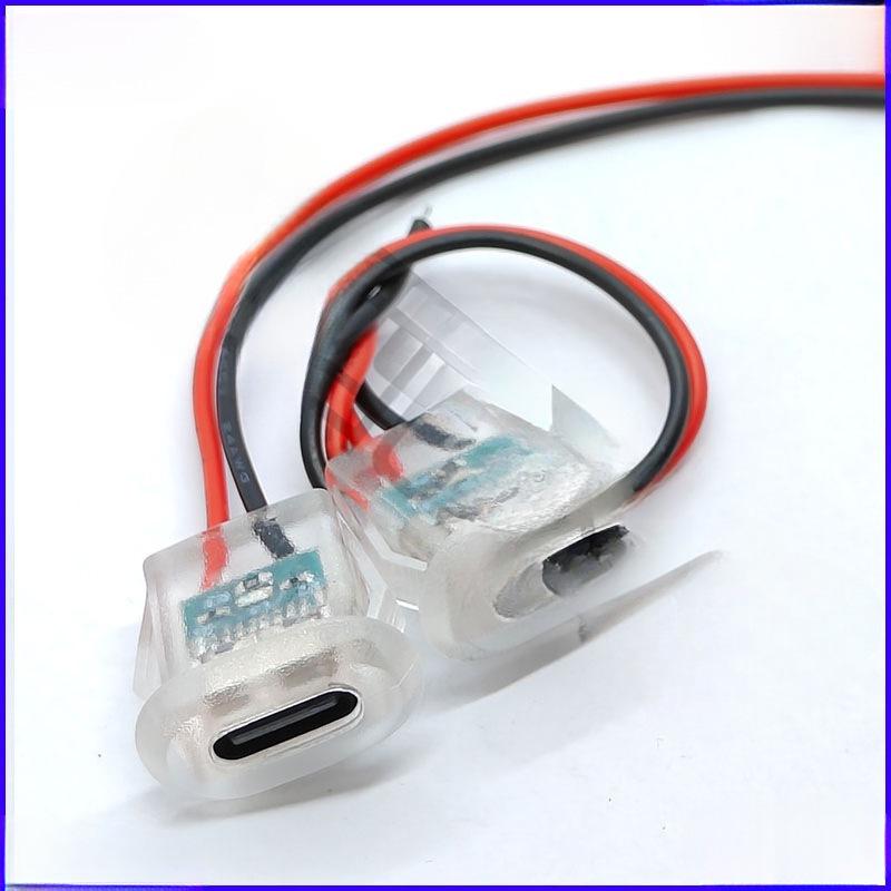 Type-C2P Transparent Green LED Desk Lamp with Oval USB-C Charging Port