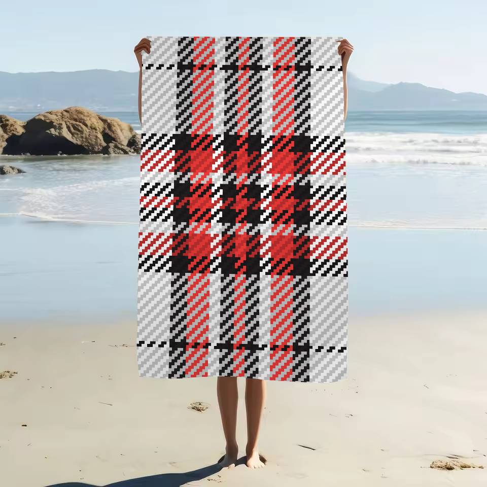 Schottischer Tartan-Print Mikrofaser Strandtuch Saugfähig Schnelltrocknend Weich Yoga Schwimmen Resort Bergsteigen Handtuch