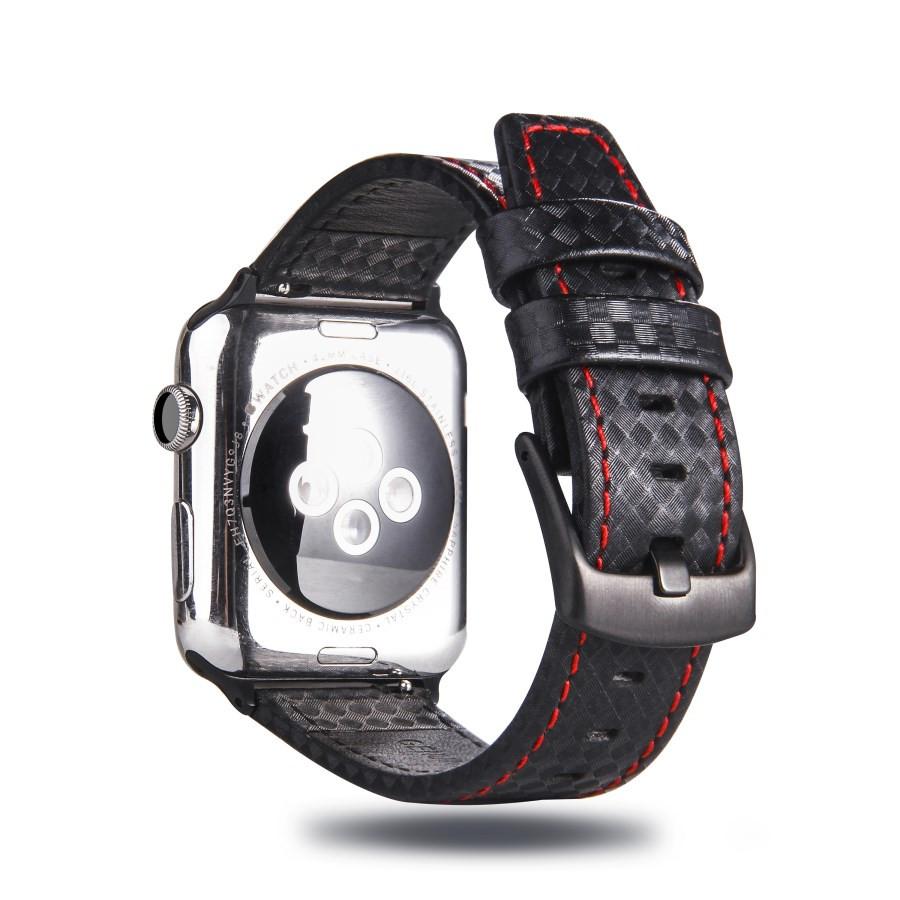 Fashion  Leather Carbon Fiber Strap for Apple Watch 9 8 7 Ultra Buckle Watch Bands for IWatch6 5 4 3SE 40 44 41 45mm 49mm Buckle Band Accessories