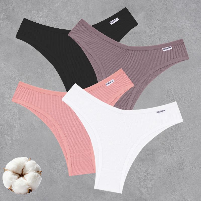 4PCS Seamless Cotton Bikini Panties For Women Sexy Low Waist Breathable Brazilian Pants Female Soft Intimate Lingerie