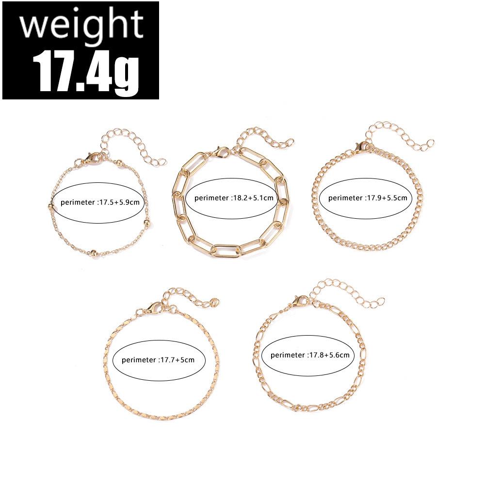 New combination bracelet, stylish and simple gold adjustable 5-piece set bracelet jewelry direct sales