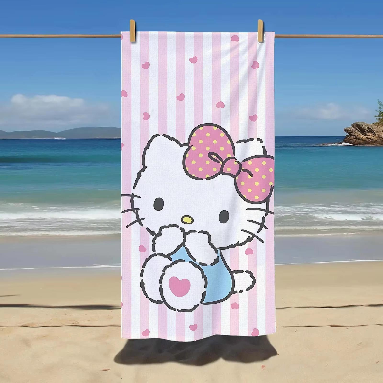 

Sanrio Hello Kitty Sports Beach Towel | Flat Printed Cute Soft Comfortable Towel Ideal for Beach & Swimming W30*H60(CM)