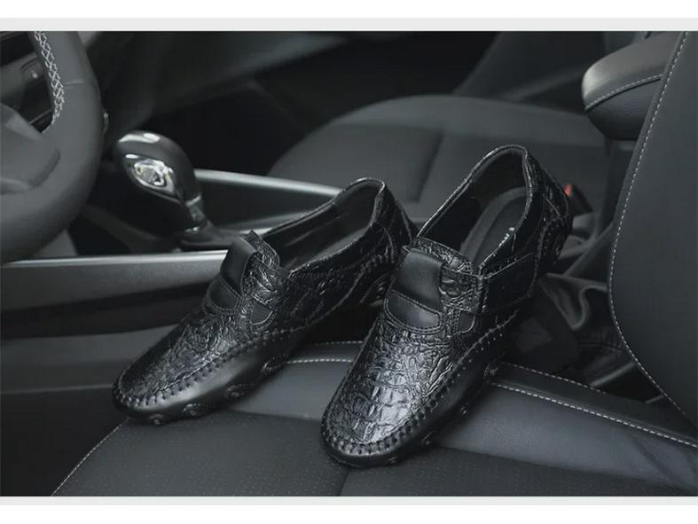 Men's Casual Leather Slip-On Driving Shoes - Breathable, Soft-Soled, All-Match Style, Large Size (Model 8899)