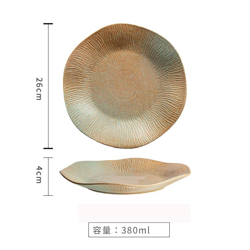 Kiln Changes Retro Ceramic Deep Plate Irregular Salad Plate Pasta Plate Dessert Plates Hotel Molecular Cuisine Tableware