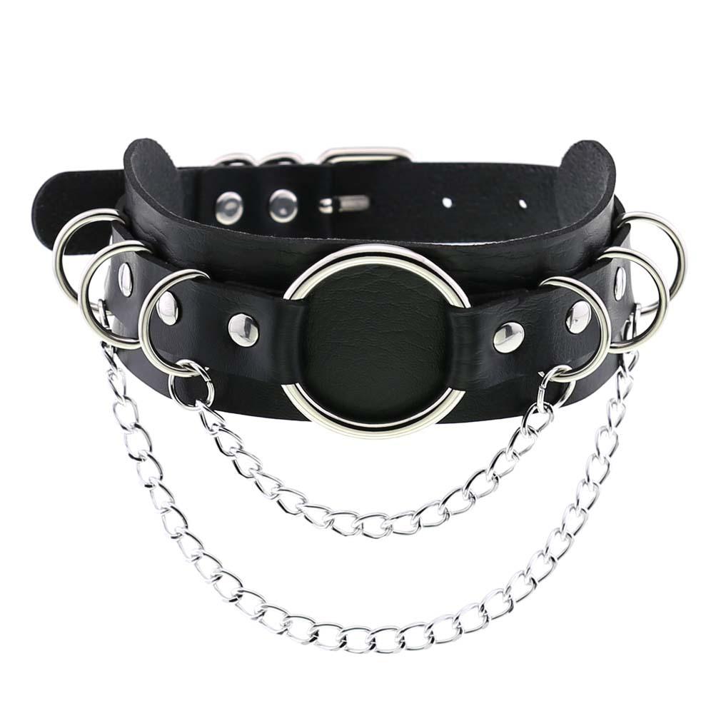 DIEZI Punk Black Lace Leather Choker Torques Necklace For Women Men Harajuku Gothic Sexy Cirle Heart Collar Necklace Jewelry