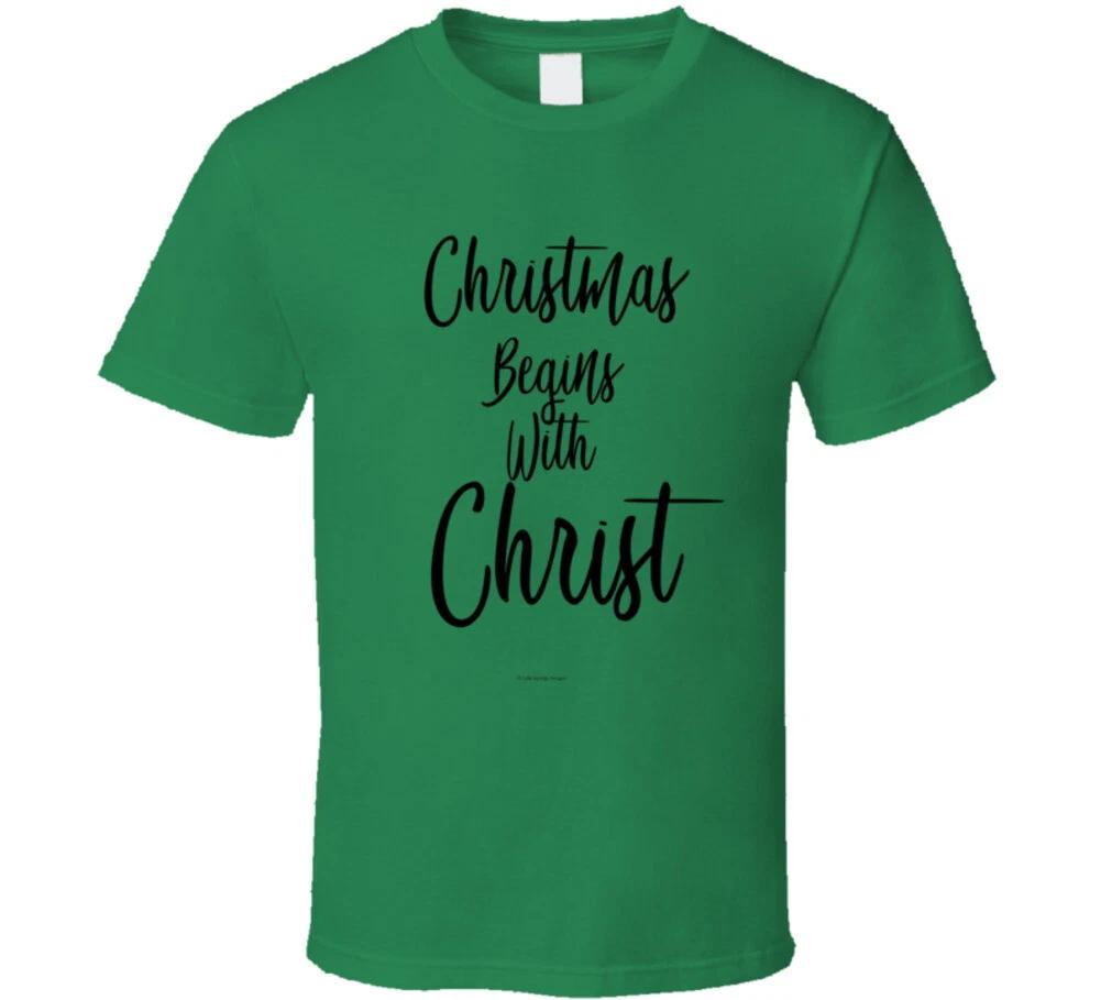 Christmas Begins With Christ Christian Holiday Gift T Shirt XL