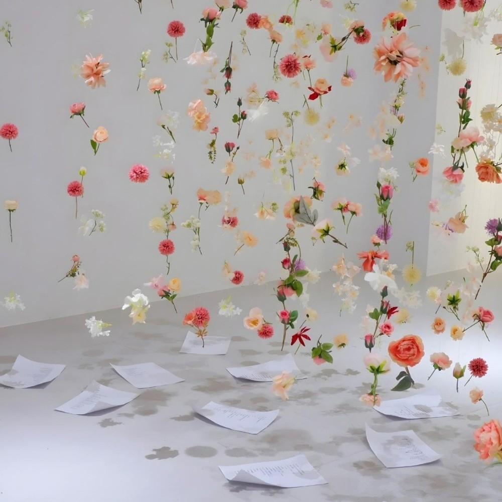 Bohemian Style Artificial Floating Flower Curtain Simulated Flower Flower Backdrop Silk Flower Curtain UV Resistant
