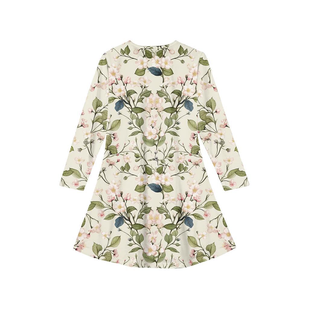 Girls' Long Sleeve Dress - Color Pocket Dress