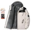Men's Windproof Fleece-Lined Hooded Jacket: Warm, Thick Cotton Coat for Winter and Outdoor Activities