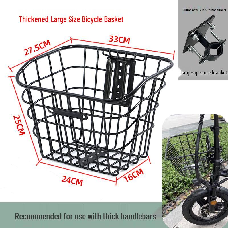 Universal Folding Front Bike Basket - Metal Design for Electric Bikes and More