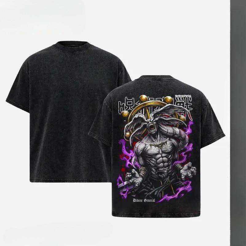 

Mahoraga Printed Tee Anime Jujutsu Kaisen Clothing Men Women Retro Washed T-shirts Short Sleeve Tshirt Harajuku Cotton T Shirt XXL чорний