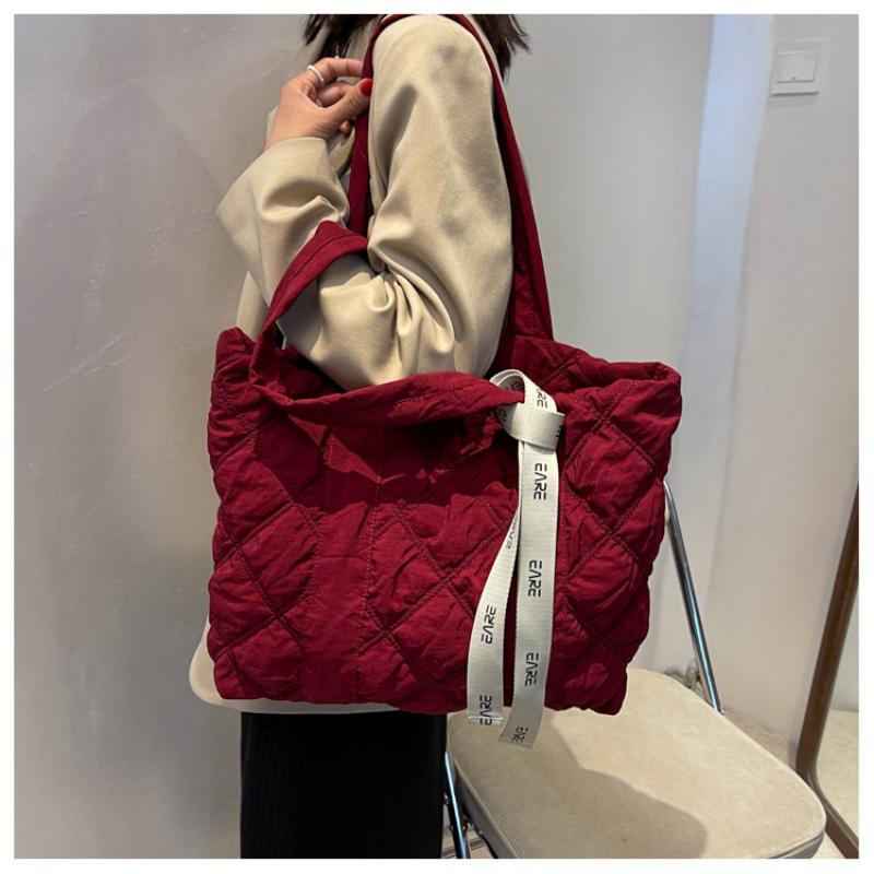 Leisure Down Bag  Women's Shoulder Bag Autumn and Winter Linggetote Bag Large Capacity Bag  Student Bag