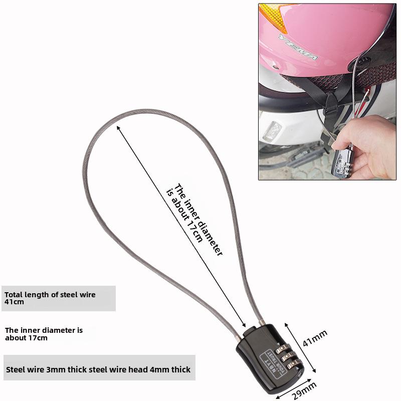 Helmet Lock, Anti-Theft Wire Padlock for Luggage, Gym Lockers, Drawers, and Electric Vehicles