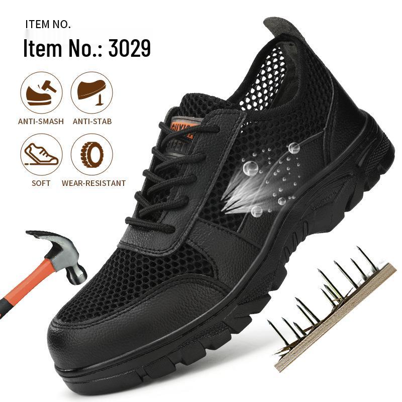 Men's Steel Toe Cap Safety Shoes: Breathable, Anti-Smash, Anti-Puncture, and Wear-Resistant for Cross-Border Labor Protection.