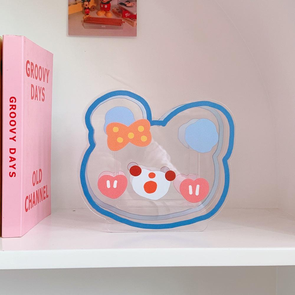 Creative Cartoon Student Desktop Pen Holder Soft Cute Bear Rabbit Multifunctional Office Stationery Cosmetics Transparent